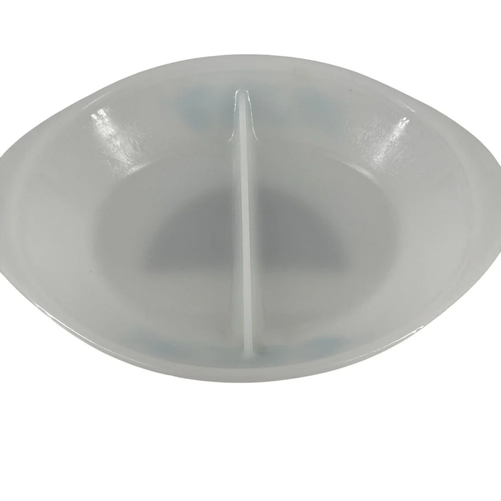 Divided Casserole‎ Dish Glasbake Blue Thistle Flower J-235 1 Qt Quart Vintage